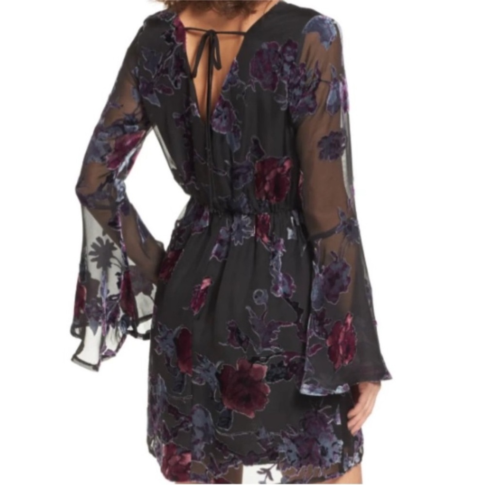 Dee Elly Floral Sheer Black Dress size small - Picture 3 of 9